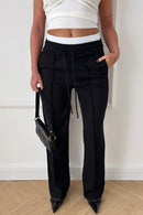 Black Boxer Wide Leg Joggers