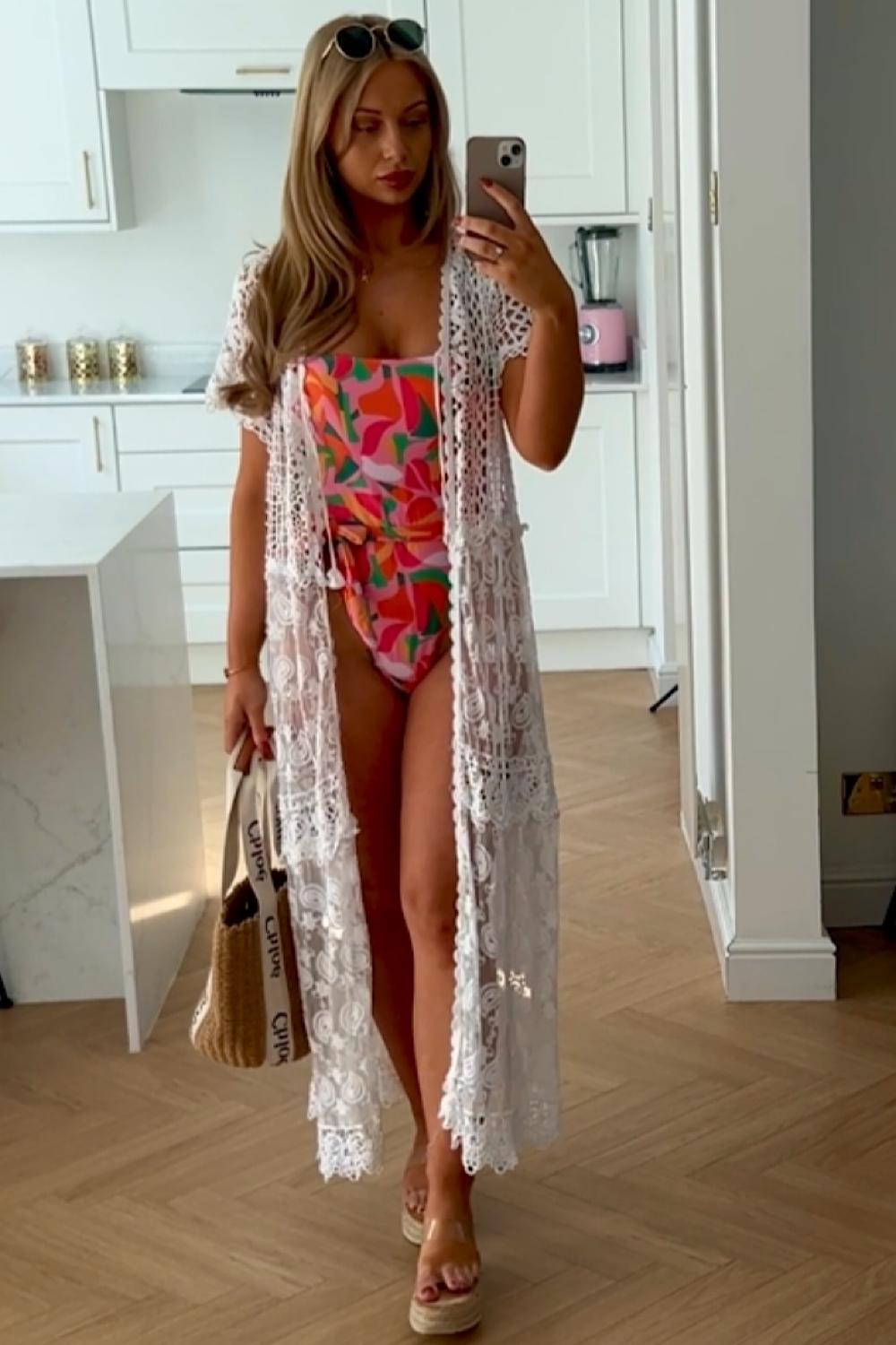 Jools White Crochet Kimono