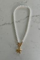 Lila Pearl Starfish T-Bar Necklace