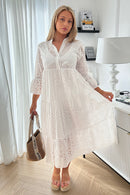 Amelia White Broderie Maxi Dress