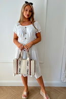 Raylee White Button Midi Dress