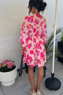 Ella Pink & Red Tropical Dress