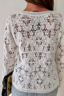 Bayley White Crochet Button Cardigan