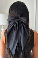 Amy Black Satin Hair Bow Clip