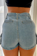 Tina Blue Denim Cargo Shorts