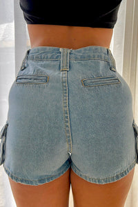 Tina Blue Denim Cargo Shorts
