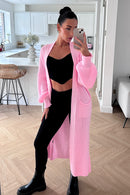 Bren Pink Balloon Sleeve Maxi Cardigan