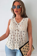 Amanda Beige Crochet Waistcoat