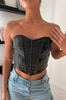 Laura Black Leather Corset Top