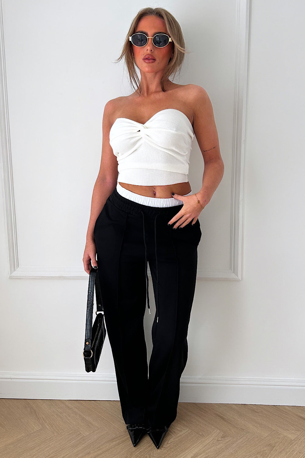 Black Boxer Wide Leg Joggers