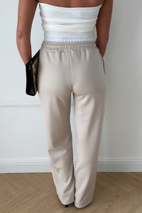 Beige Boxer Wide Leg Joggers