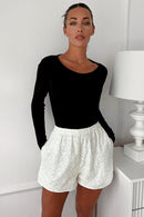 Mina White Sequin Shorts