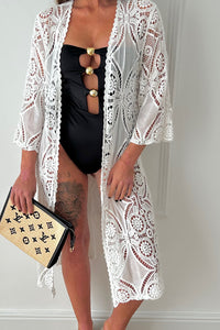 Tiffany White Crochet Kimono
