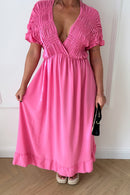 Elycia Pink Ruched Maxi Dress