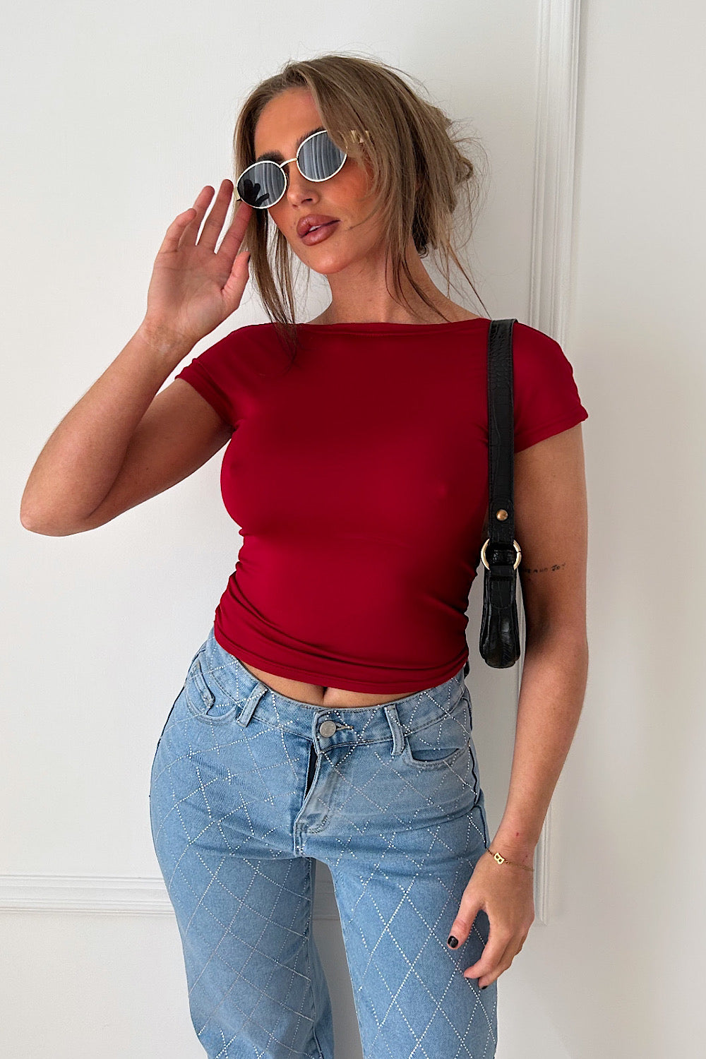 Dune Burgundy Backless Crop Top