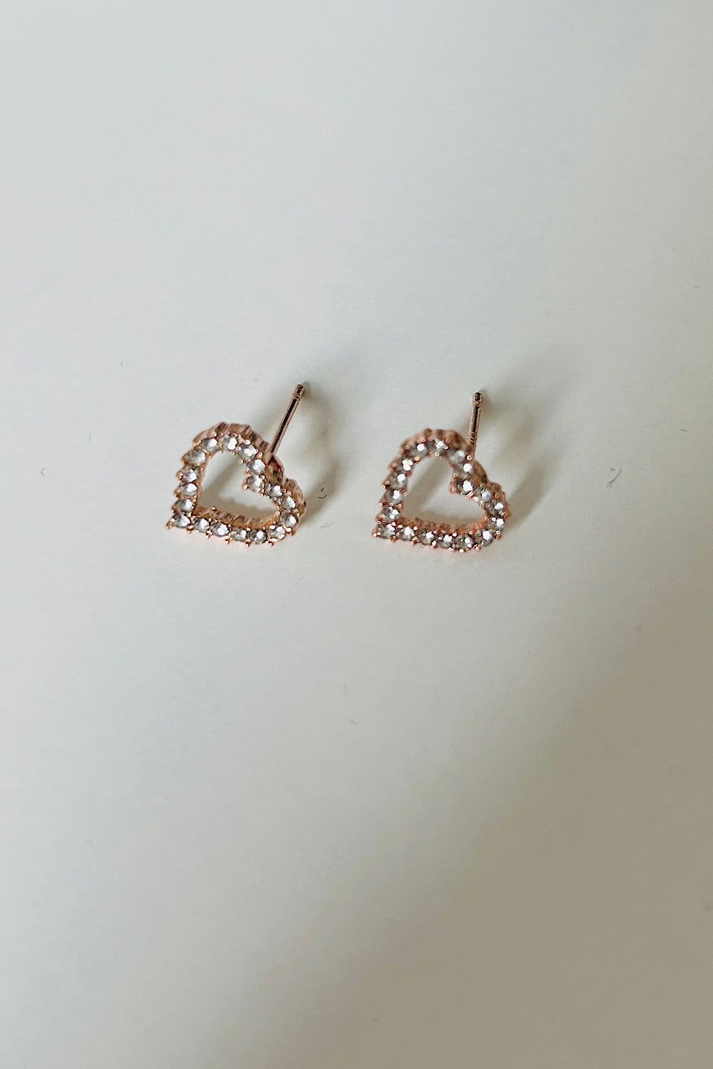 Starlight Rose Gold Heart Diamante Stud Earrings