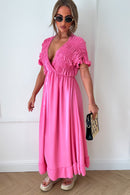 Elycia Pink Ruched Maxi Dress