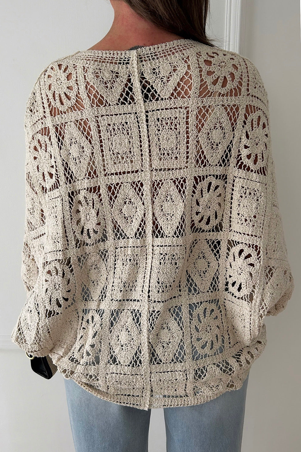 Naomi Beige Crochet Button Cardigan