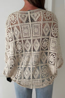 Naomi Beige Crochet Button Cardigan