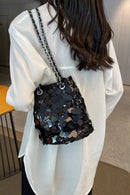 Allie Black Sequin Disc Bag