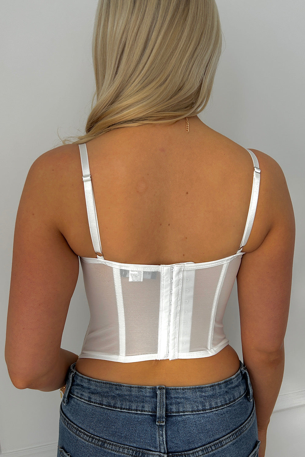 Myra White/Red Lace Corset Top