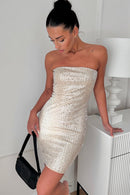 Lydie Gold Sequin Bandaeu Mini Dress