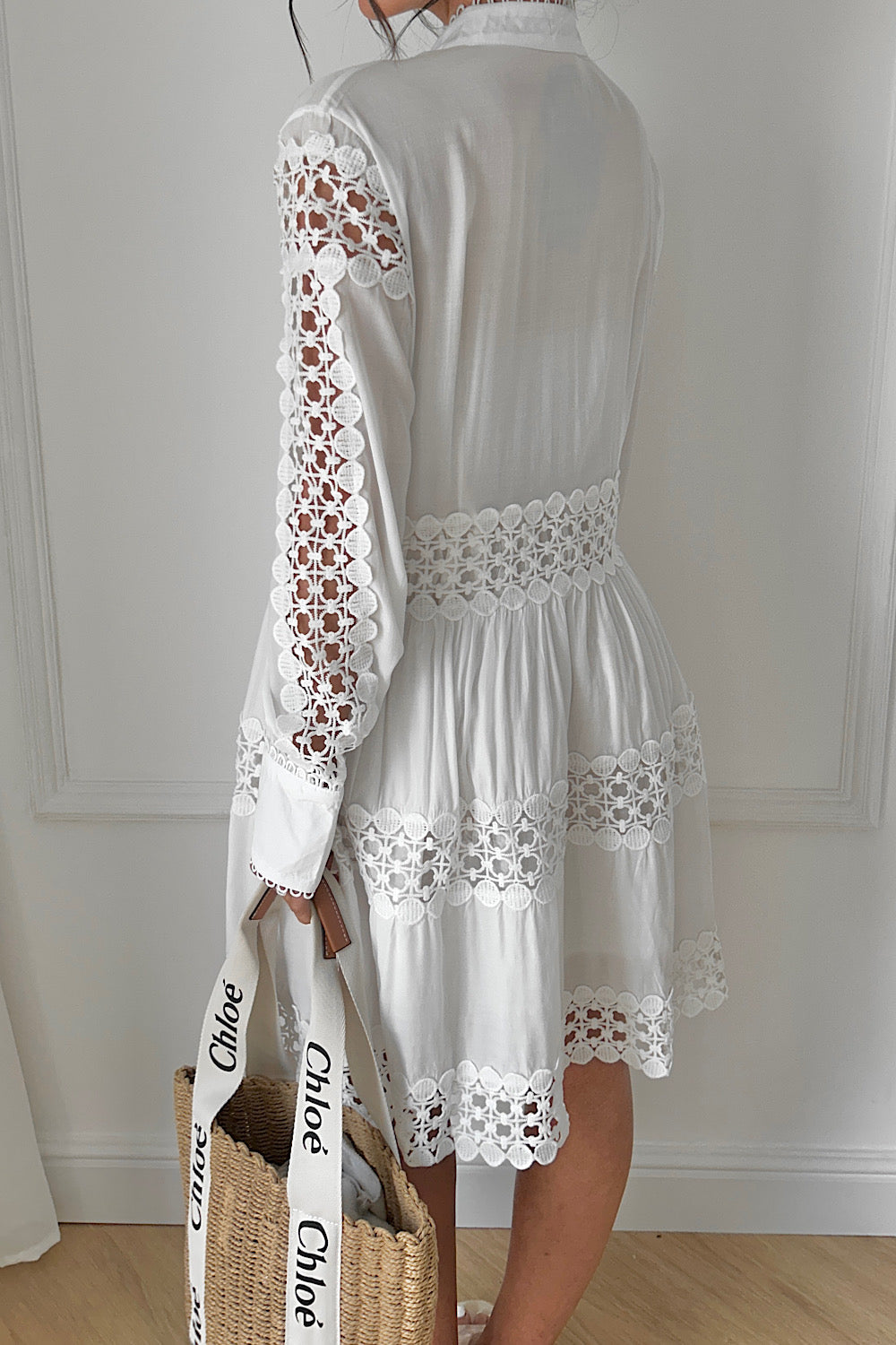 Bea White Button Smock Dress