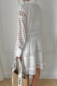 Bea White Button Smock Dress