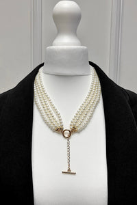 Lila Gold Multi Layer Pearl T-Bar Necklace