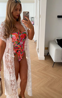 Jools White Crochet Kimono