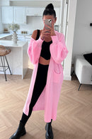 Bren Pink Balloon Sleeve Maxi Cardigan