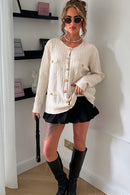 Macy Cream Cable Knit Long Sleeve Cardigan