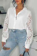 Amanda White Crochet Sleeve Shirt