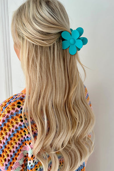Daisy Turquoise Blue Hair Clip