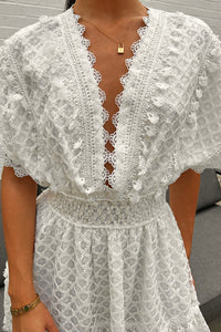Millie White Lace Tassel V-Neck Dress