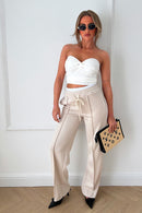 Beige Boxer Wide Leg Joggers