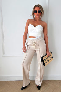 Beige Boxer Wide Leg Joggers