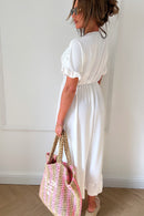 Elycia White Ruched Maxi Dress