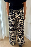 Shannon Black Zebra Print Flared Trousers