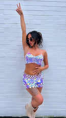 Safra Holographic Sequin Disc Skirt