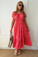 Sian Coral Polka Dot Button Maxi Dress