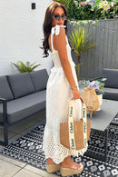 Jessie White Broderie Maxi Dress