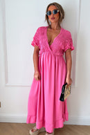 Elycia Pink Ruched Maxi Dress