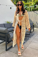 Bria Beige Crochet Kimono