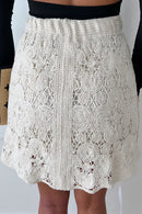 Tara Beige Crochet Button Mini Skirt