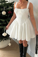Tegan White Bow Corset Dress