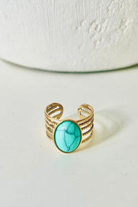 Frankie Stainless Steel Gold & Blue Ring