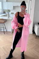 Bren Pink Balloon Sleeve Maxi Cardigan