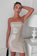 Lydie Gold Sequin Bandaeu Mini Dress