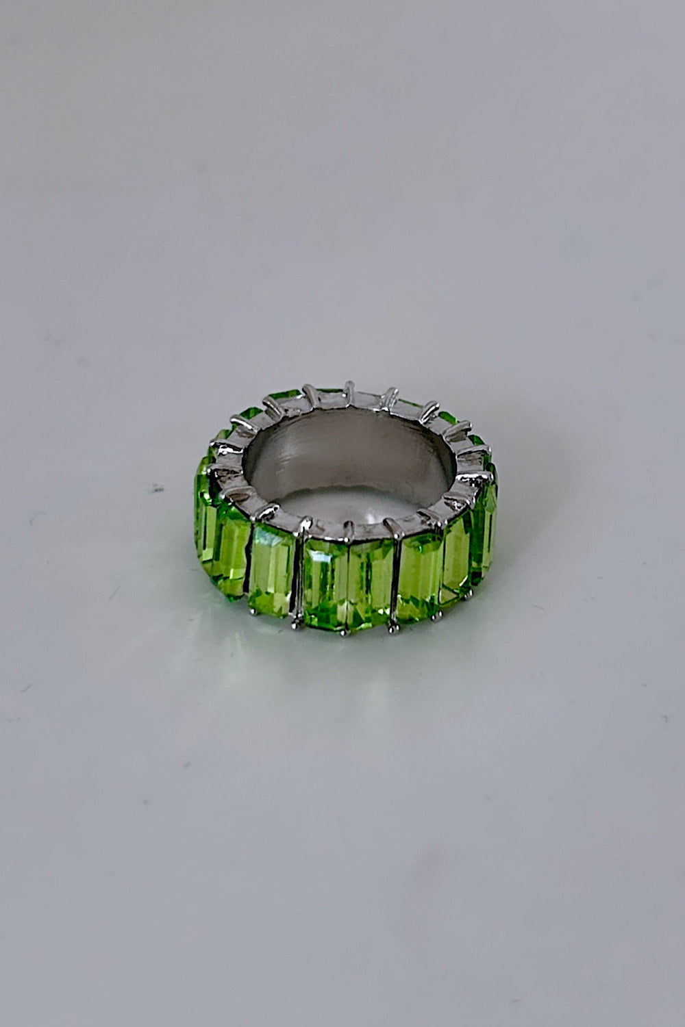 Green & Silver Baguette Ring